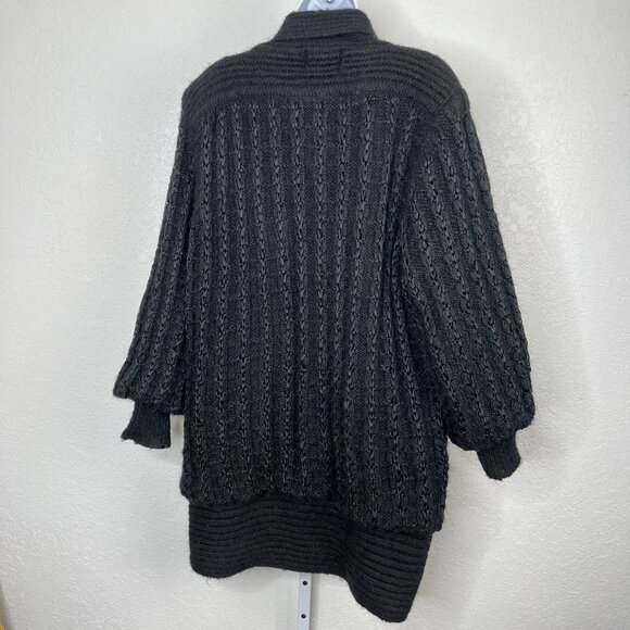 Vintage 80's Career Franklin Mohair Blend Balloon‎ Sleeve S/M Black Knit Detail - Picture 9 of 12